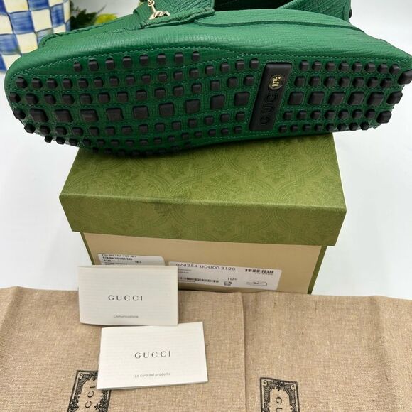 Men’s Gucci pebble grain leather horse bit driver loafers size 10.5 fits 11 US - Picture 6 of 10